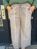 Cocoa contrast hem pant