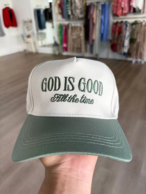 God is good trucker hat / green