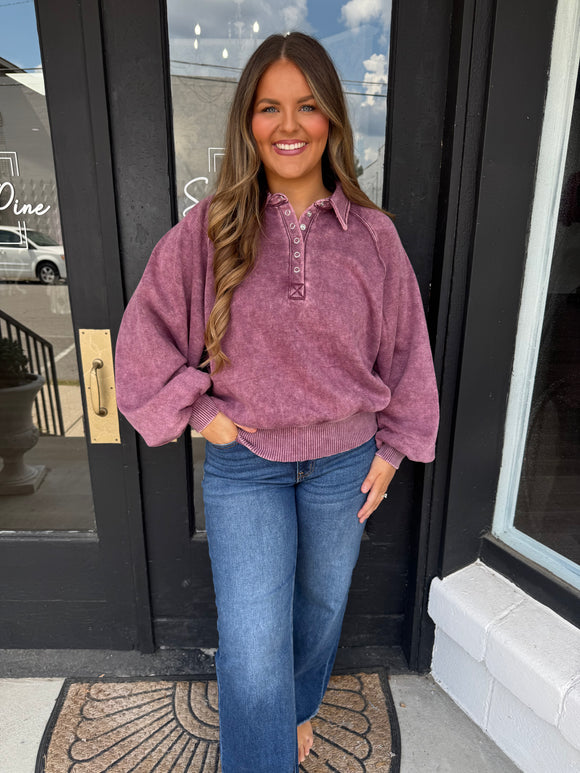 Ash purple washed pullover