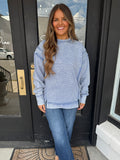 Ribbed mineral washed crewneck-marlin