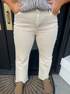 Sand beige cropped flares