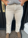 Sand beige cropped flares