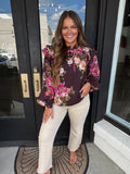Brown floral blouse