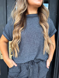 Black mineral washed ribbed set