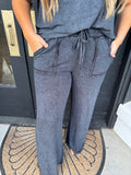 Black mineral washed ribbed set