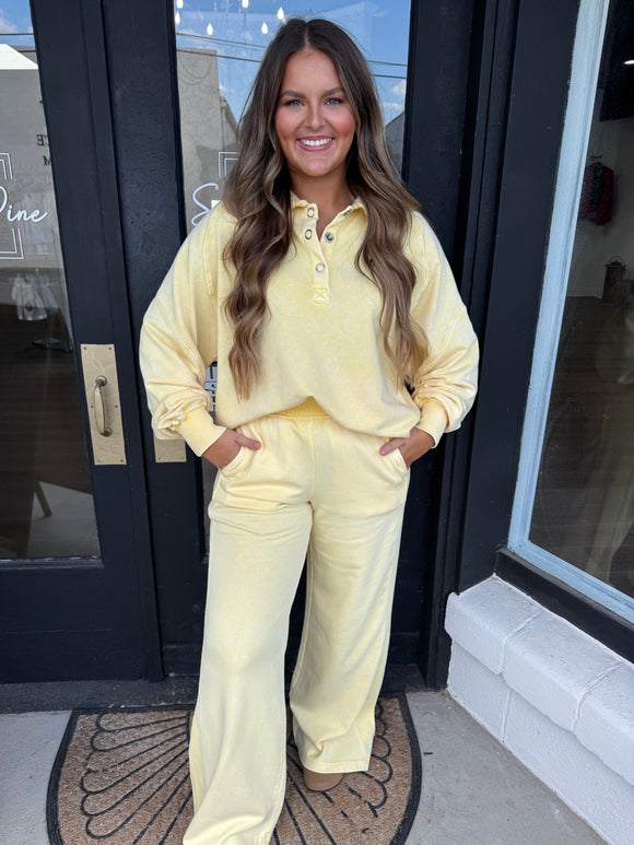 Butter yellow terry knit set