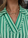 Abstract Matte Link Chain Necklace: GD