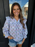 Lavender floral blouse