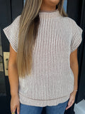 Brown & white knit top