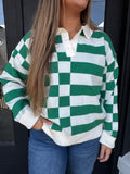 Green & white collared sweater