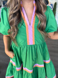 Green colored trim dress