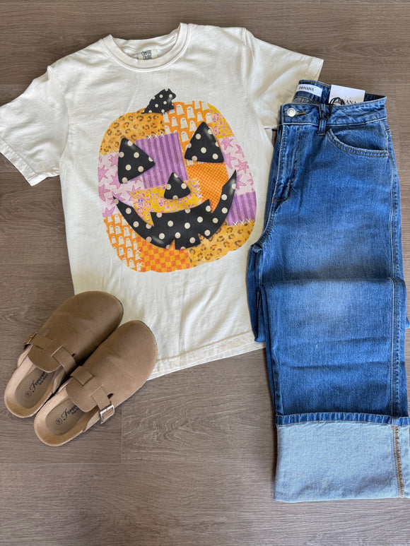 Patchwork Jack-o-lantern tee