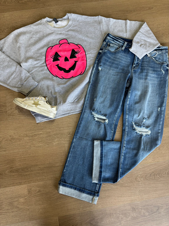 Vintage pink jack-o-lantern sweatshirt