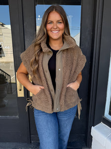 Mocha fuzzy vest