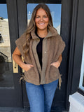 Mocha fuzzy vest