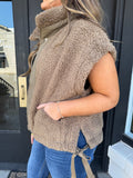 Mocha fuzzy vest