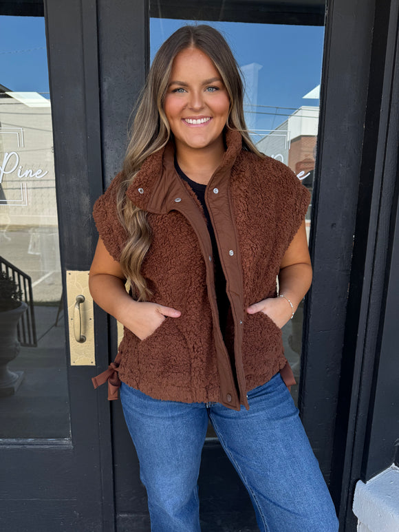 Brown fuzzy vest