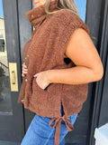 Brown fuzzy vest
