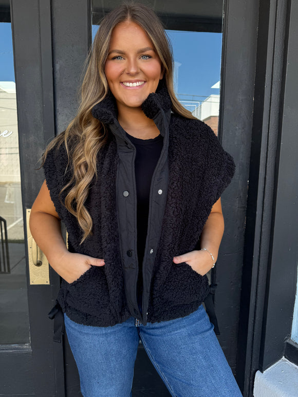 Black fuzzy vest