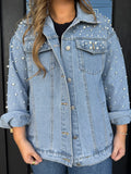 Denim pearl & rhinestone jacket