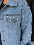 Denim pearl & rhinestone jacket