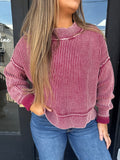 Cropped sweater - burgundy