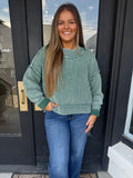 Cropped sweater - dark green