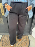 Jet Black Side-Stripe Pants