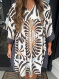 Mocha & grey boho dres