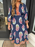 Navy boho floral dress