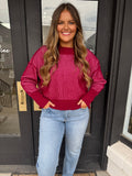 Candy pink ribbed sweater