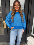 Ocean blue ribbed sweater