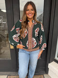 Forest green boho top
