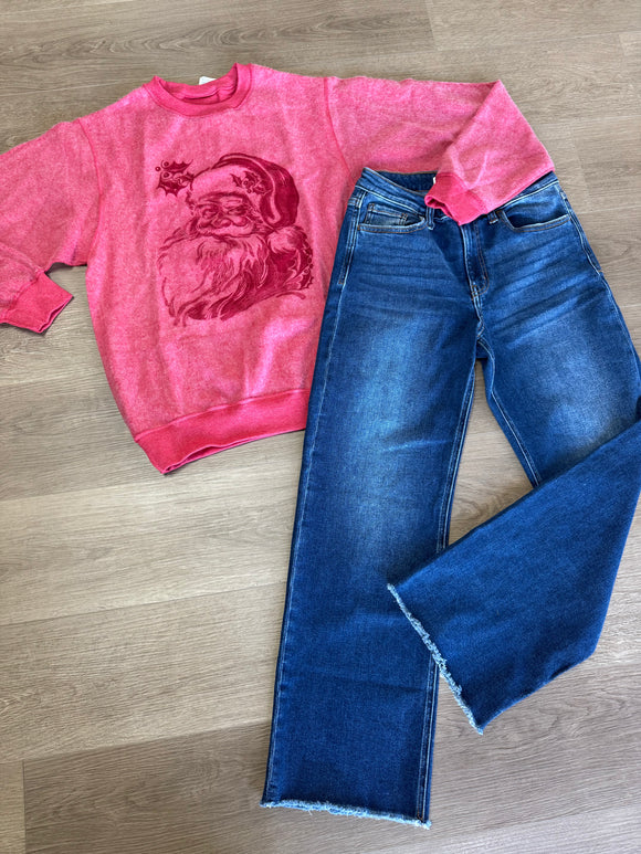 Red reversed Santa crewneck