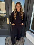 Cloud knit long sleeve set/ black