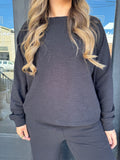 Cloud knit long sleeve set/ black