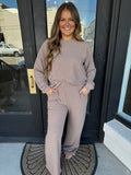 Cloud knit long sleeve set/ cocoa