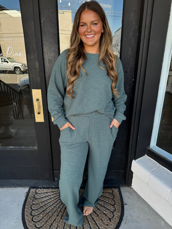 Cloud knit long sleeve set/ jade