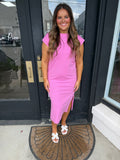 Cap Sleeve Midi Dress- Pink Sugar