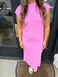 Cap Sleeve Midi Dress- Pink Sugar