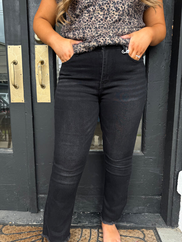 Ivy black cropped flares