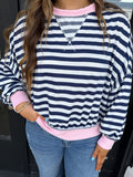 Navy and pink stripe top