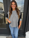 Checkered contrast top
