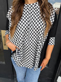 Checkered contrast top