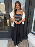 Black and stripe tube top dress