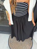 Black and stripe tube top dress