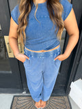 Washed look alike set- navy