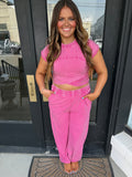Washed look alike set- fuchsia