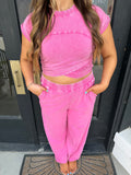 Washed look alike set- fuchsia