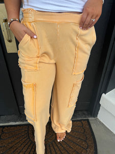 Light orange cargo sweatpants